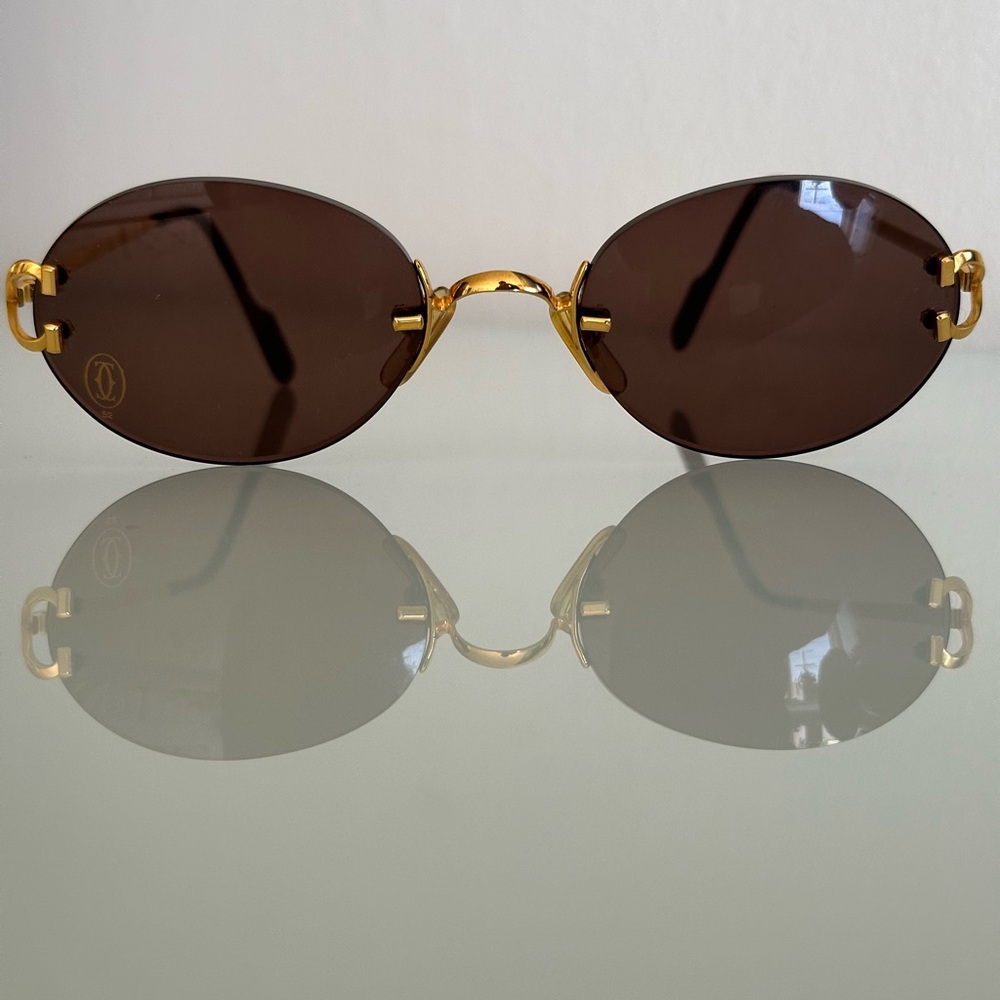 Vintage Cartier Oval Sunglasses 18k gold plated. - Picture 14 of 16